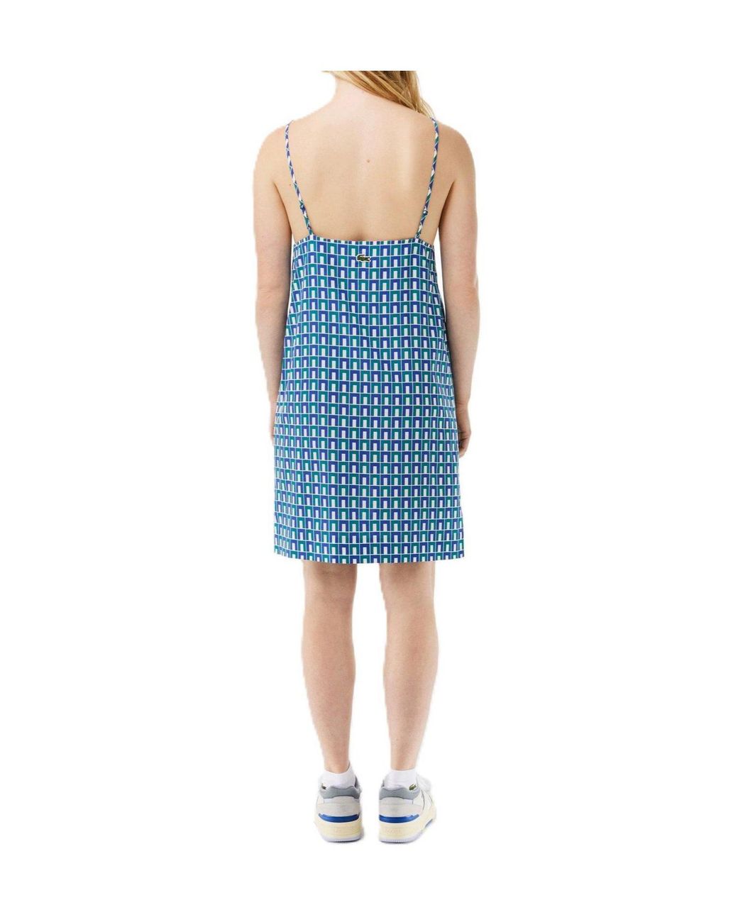 Lacoste Blue Geometric Print Slip Mini Dress