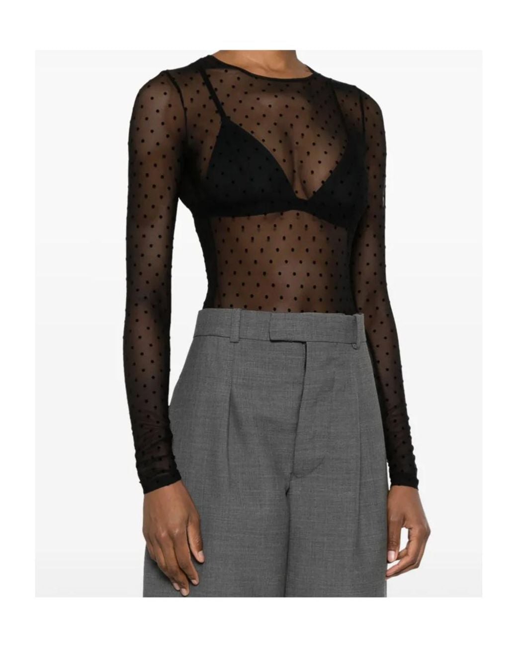 Wardrobe NYC Black Polka-Dot Bodysuit