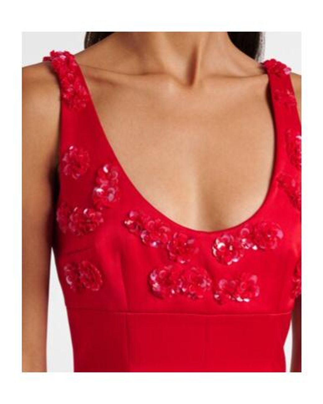 Emilia Wickstead Red Abella Embellished Satin Midi Dress