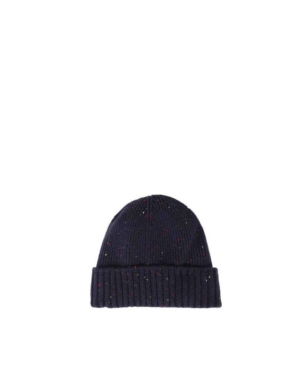 Barbour Blue Logo Knit Beanie for men
