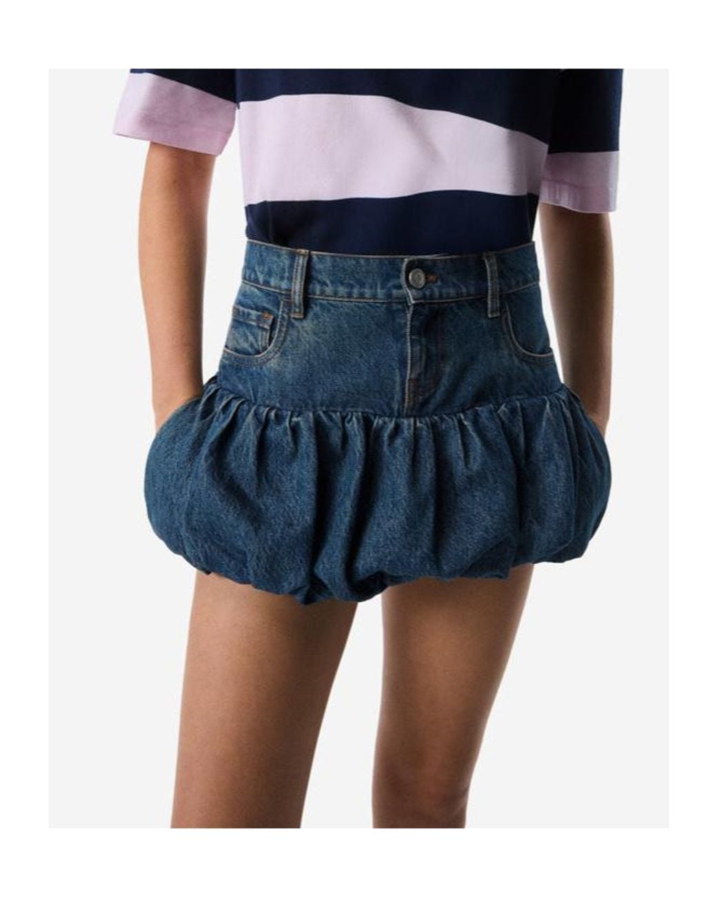 Coperni Blue Gathered Hem Denim Mini Skirt