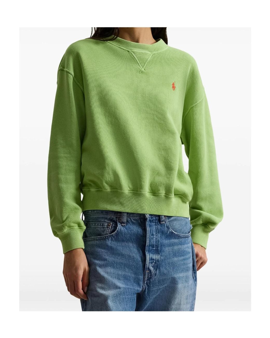 Polo Ralph Lauren Green Logo Embroidered Crewneck Sweatshirt