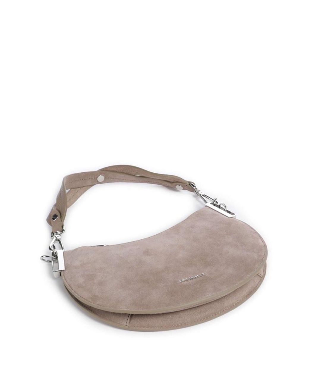 Coccinelle White Curved Zip Shoulder Bag