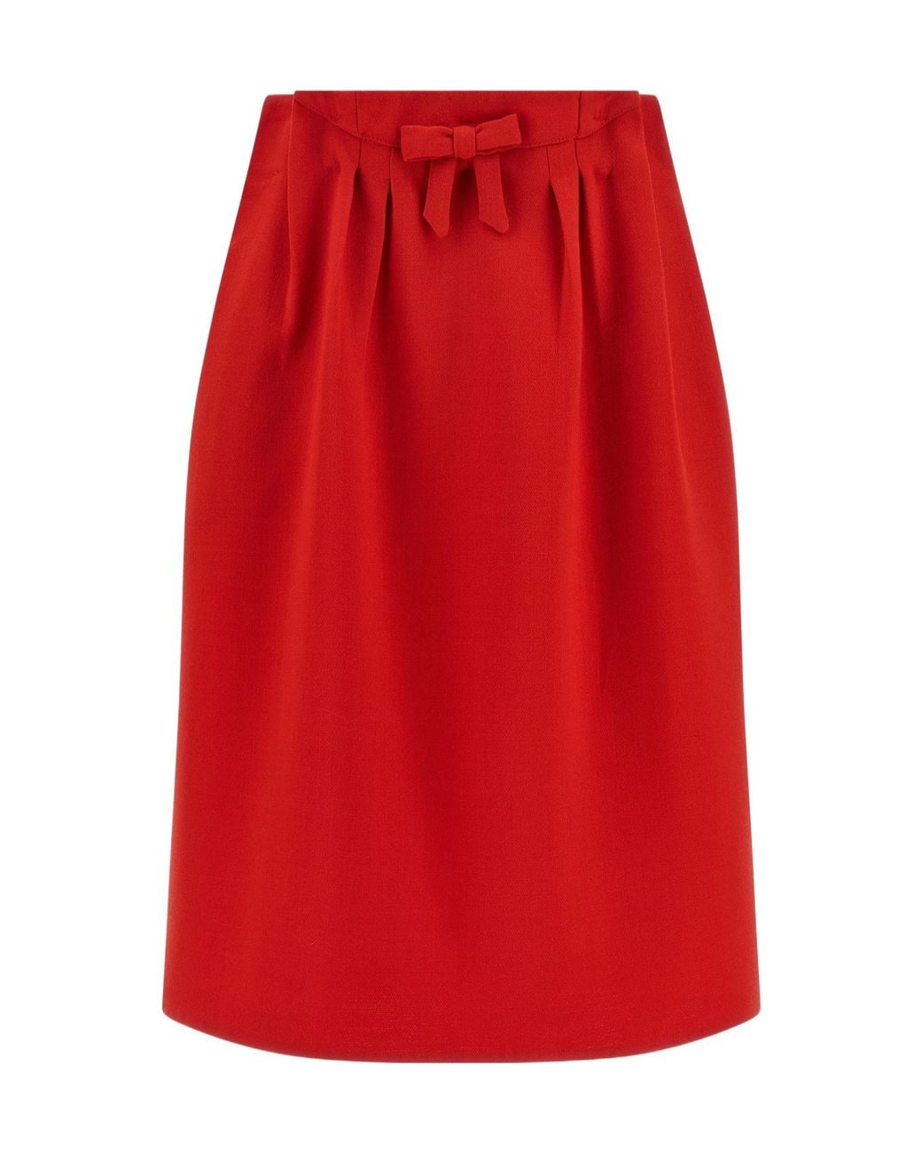 Prada Red Bow-Detailed Midi Skirt