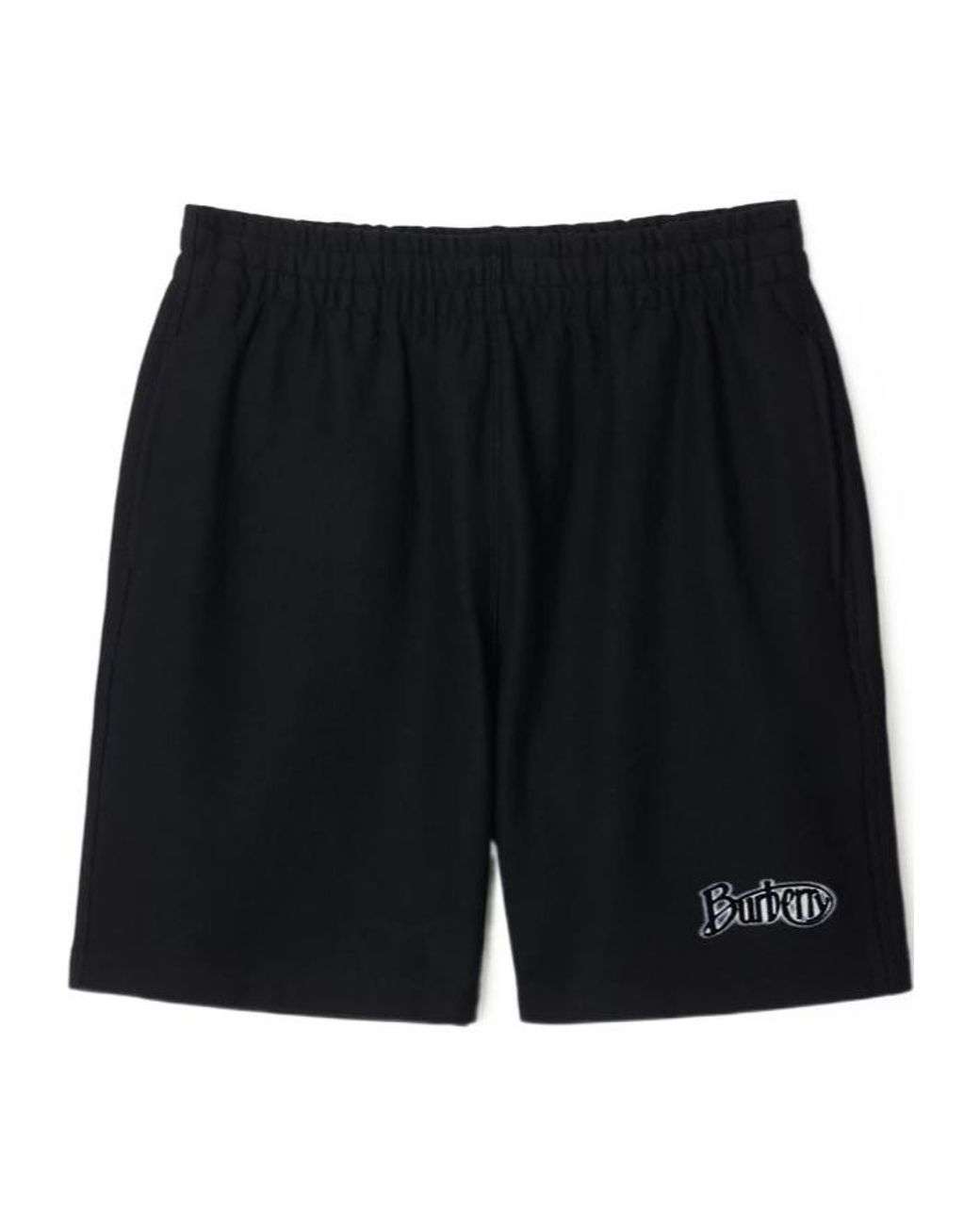 Burberry Black Flocked-Logo Cotton-Blend Shorts for men