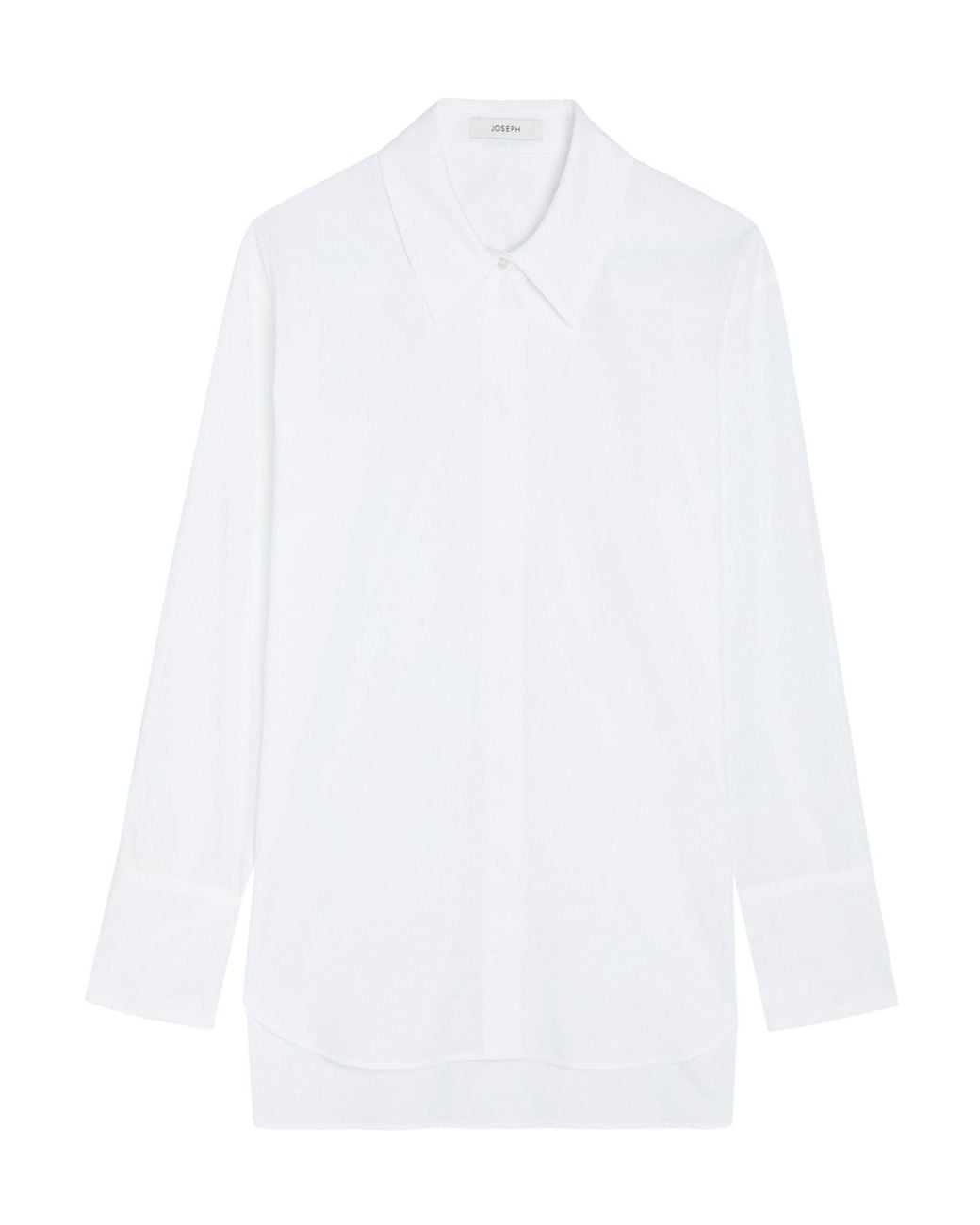 Joseph White Pointed Collar Long-Sleeved Shirt