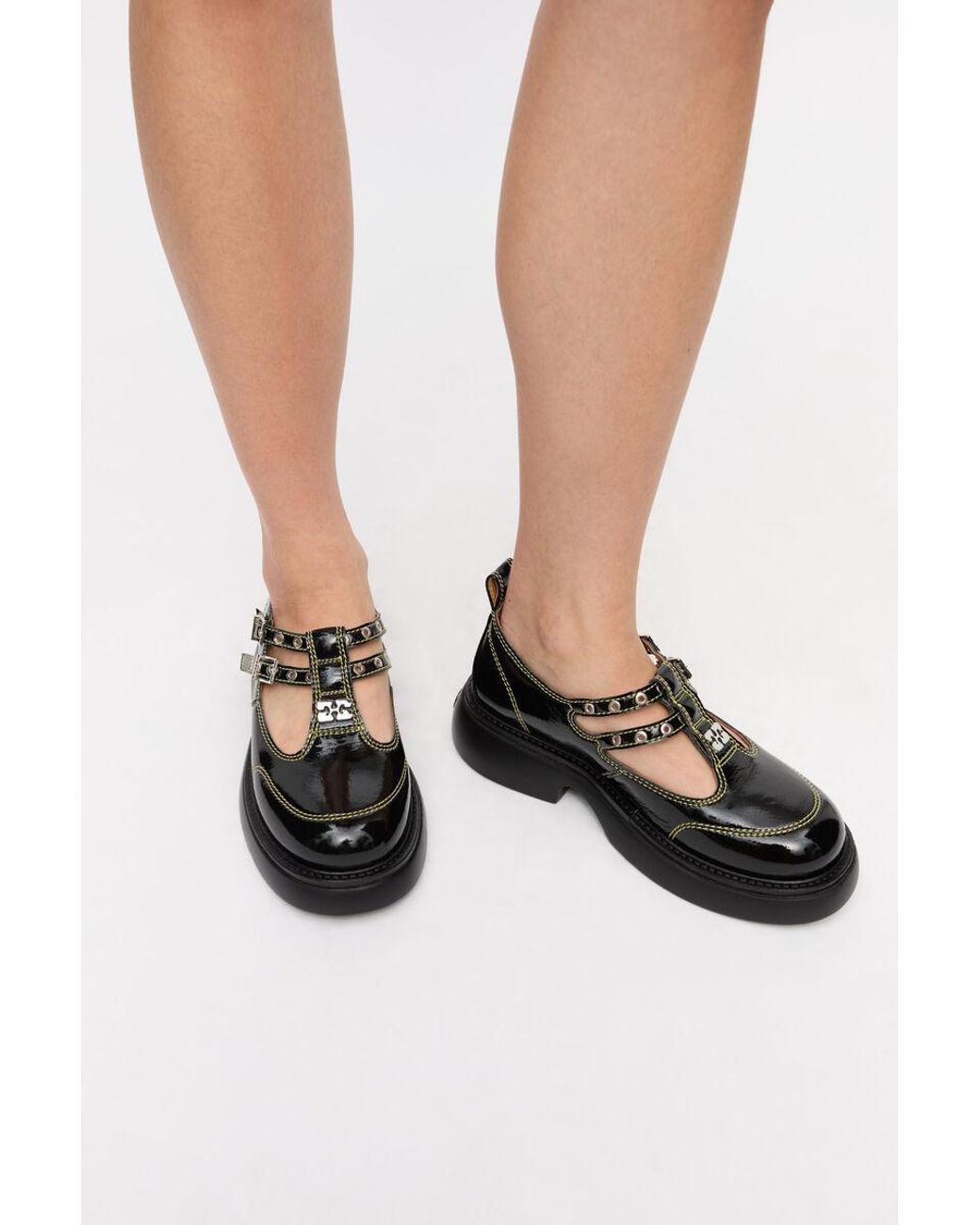 Ganni Black Loafers Shoes Made Of Eco Leather