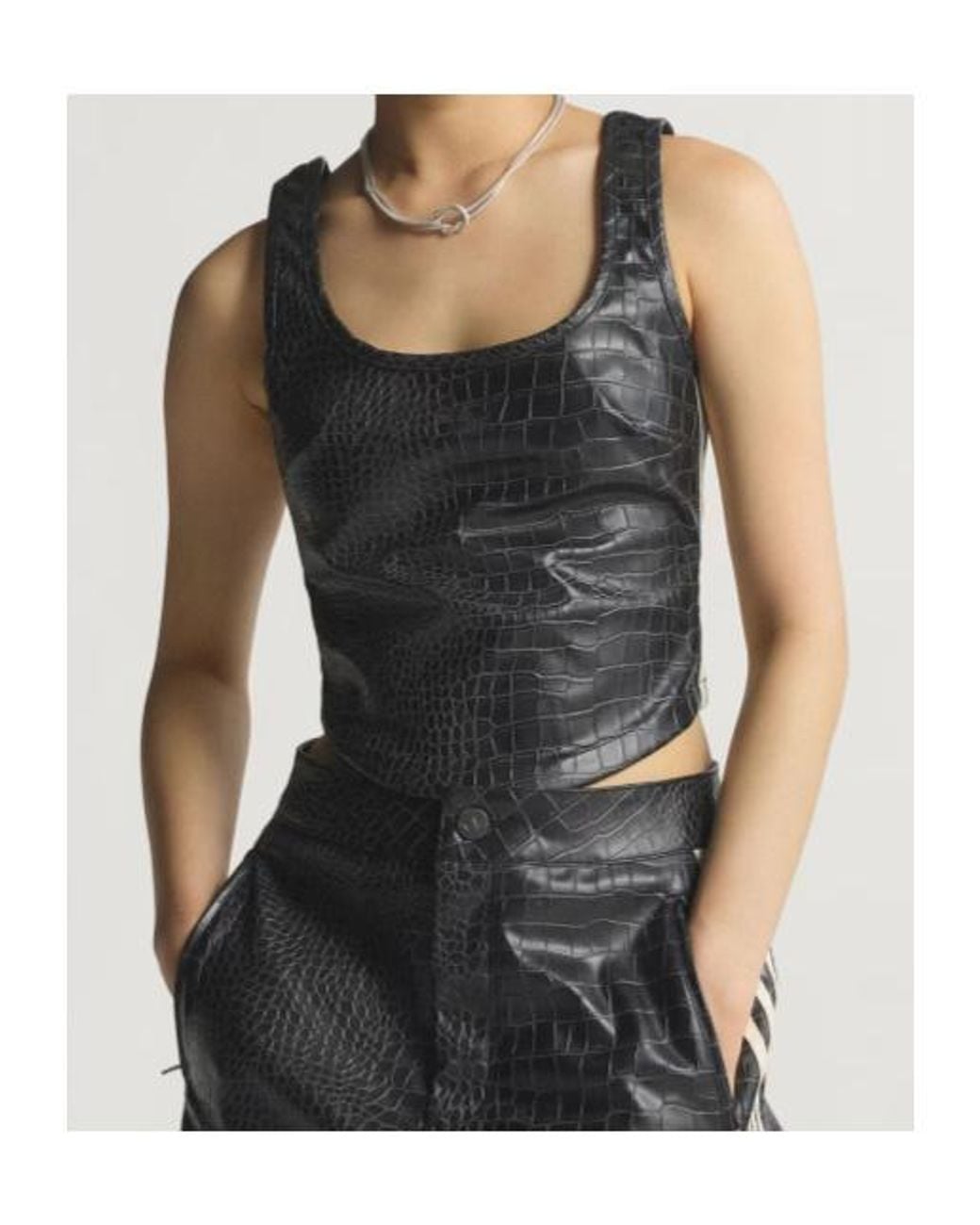 Adidas Originals Gray Pleather Corset Top