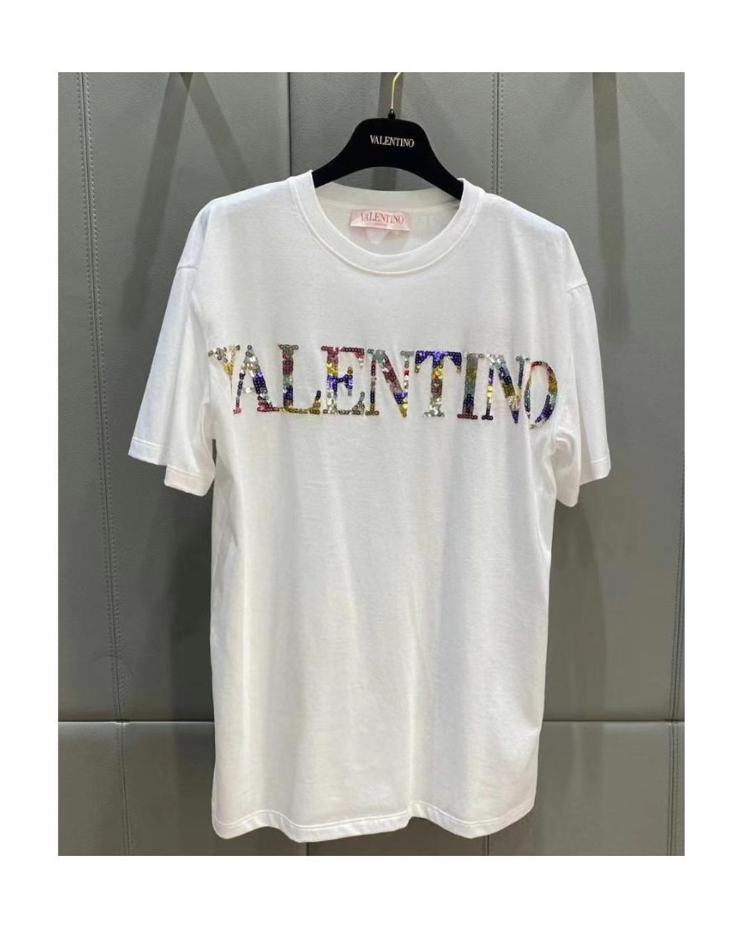 Valentino White Logo Printed Crewneck T-Shirt