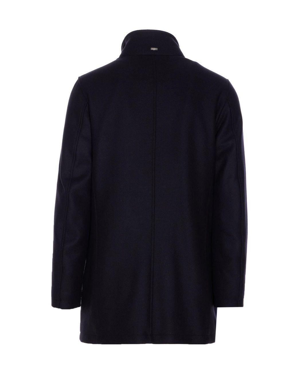 Herno Blue High Neck Long Coat for men