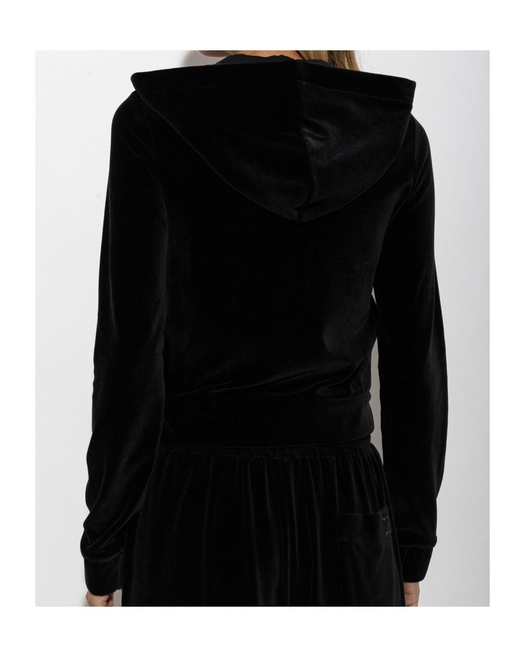 Dolce & Gabbana Black Logo Embroidered Velvet Hoodie
