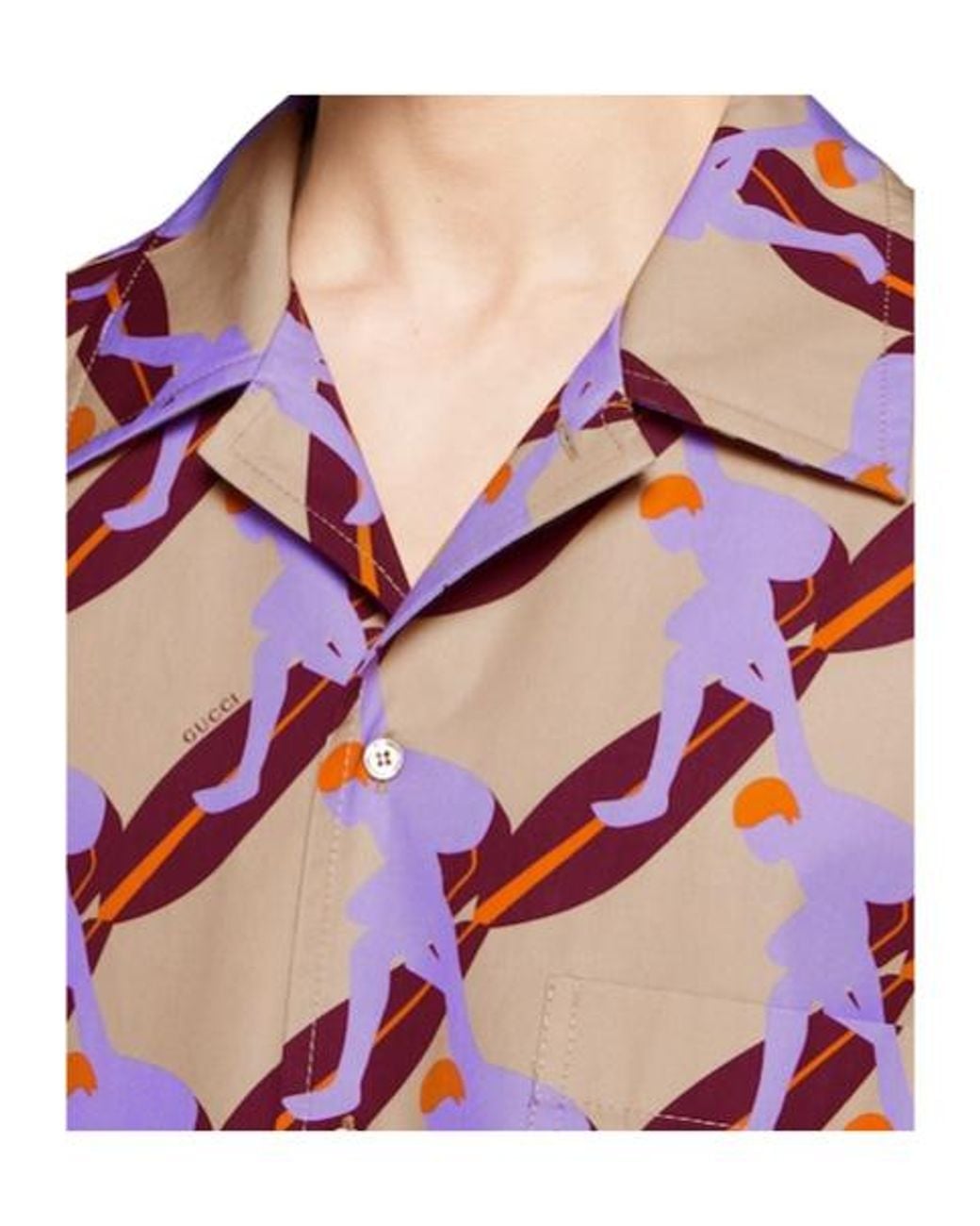 Gucci Red Graphic Print Short-Sleeve Shirt for men
