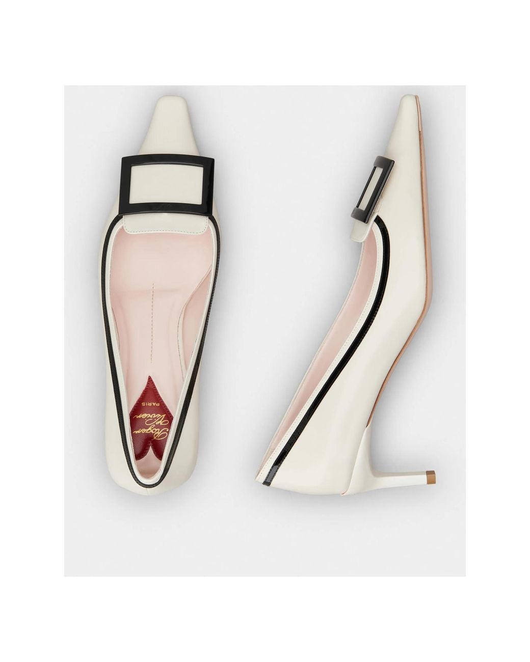 Roger Vivier White Viv Canard Leather Pumps