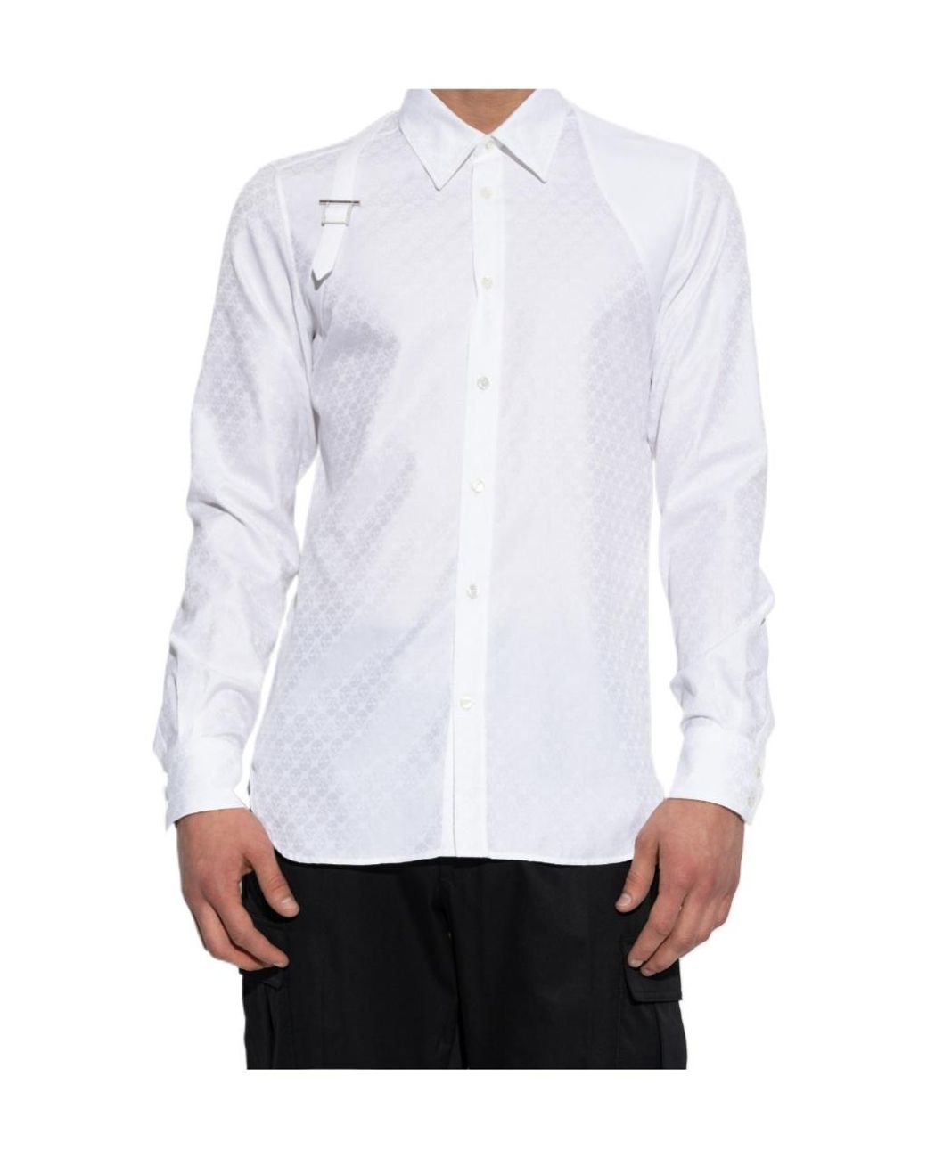 McQueen White Monogram Harness Detail Shirt for men