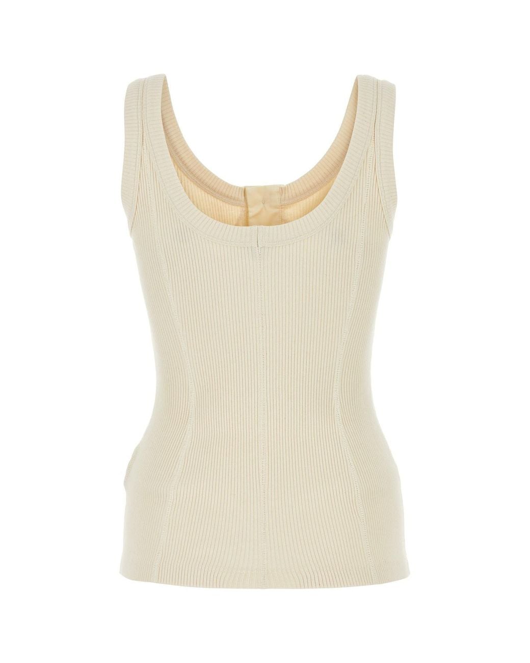Bottega Veneta Natural Sleeveless Rib Knit Top