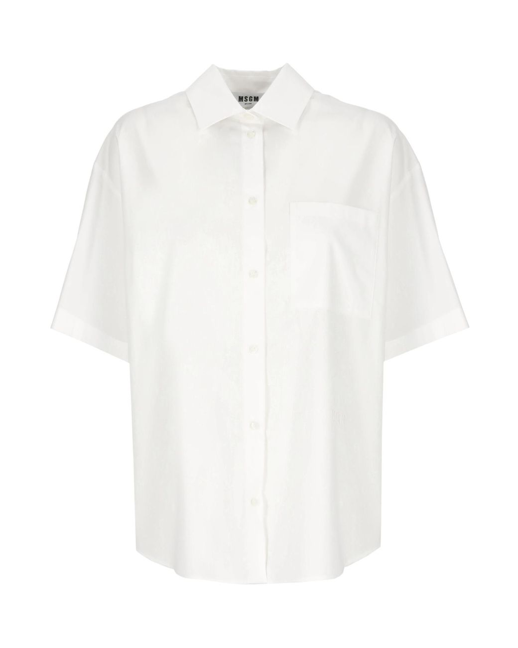 MSGM White Short-Sleeve Pocket Shirt