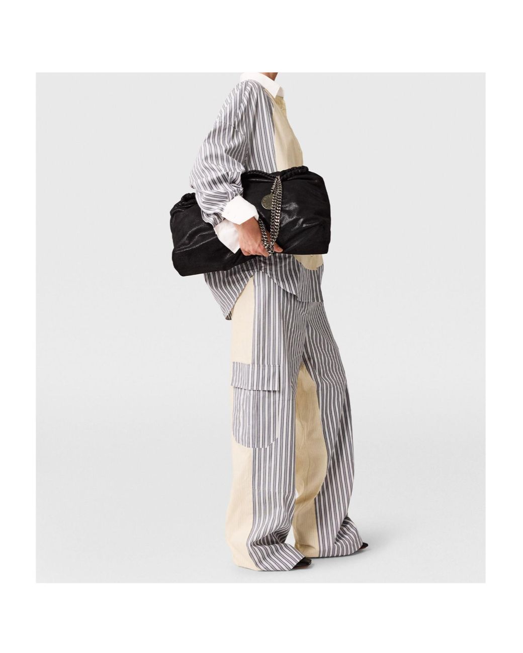 Stella McCartney Gray Oversized Mixed Stripe Cargo Trousers