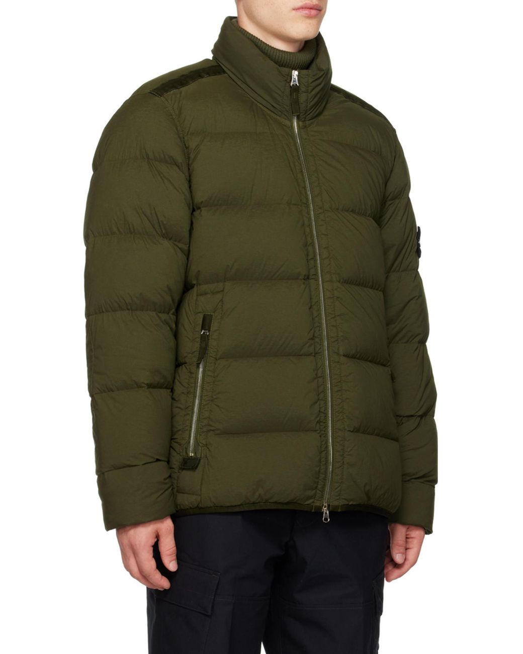 Stone Island Green Compass-Patch Padded Down Jacket for men