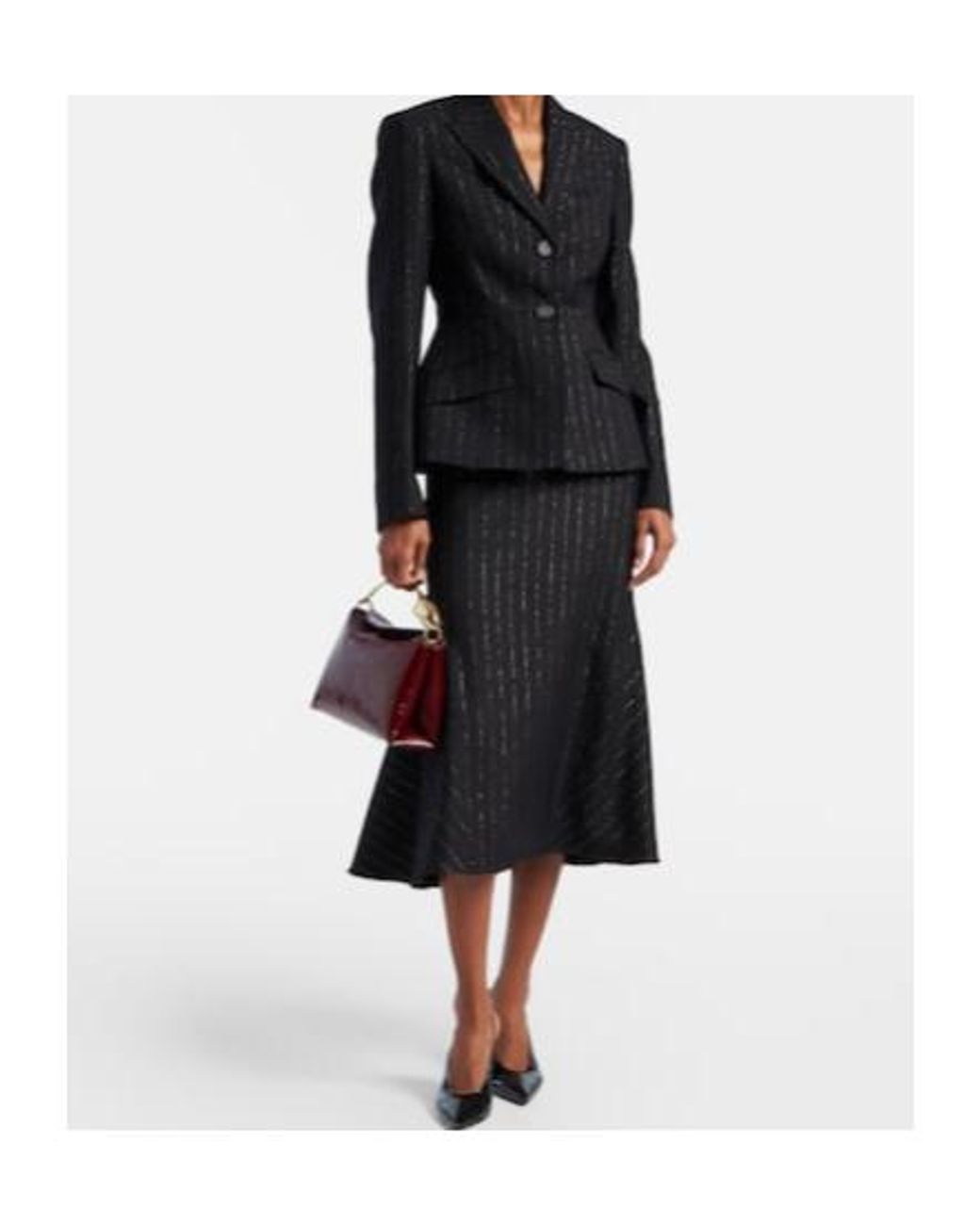 Erdem Black Pinstripe Wool Blazer