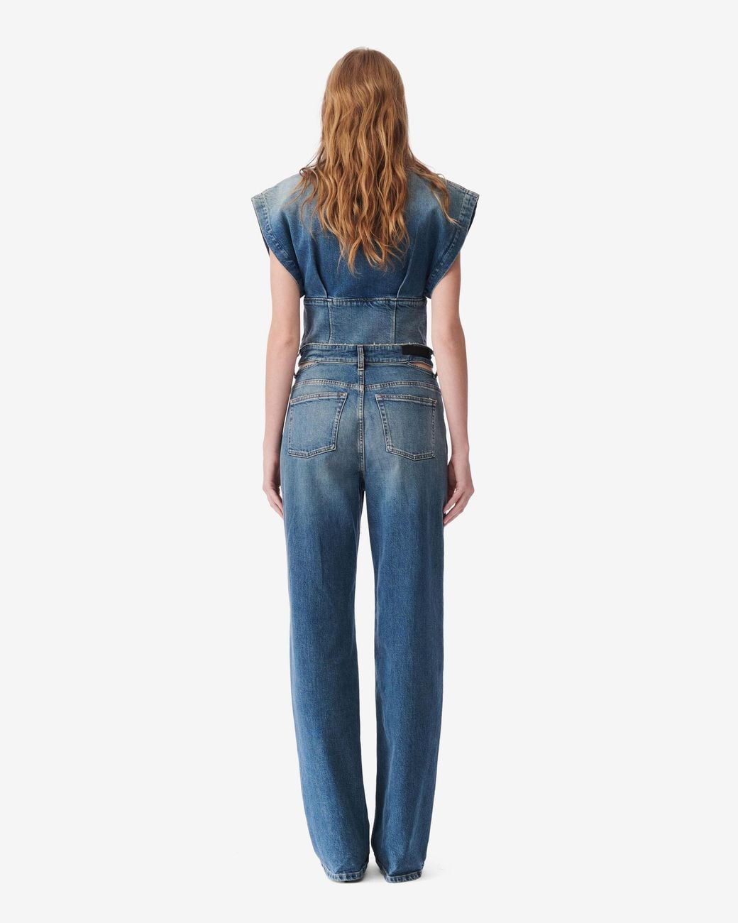IRO Blue Lamberta Large Silhouette Hollowed-Out Jeans