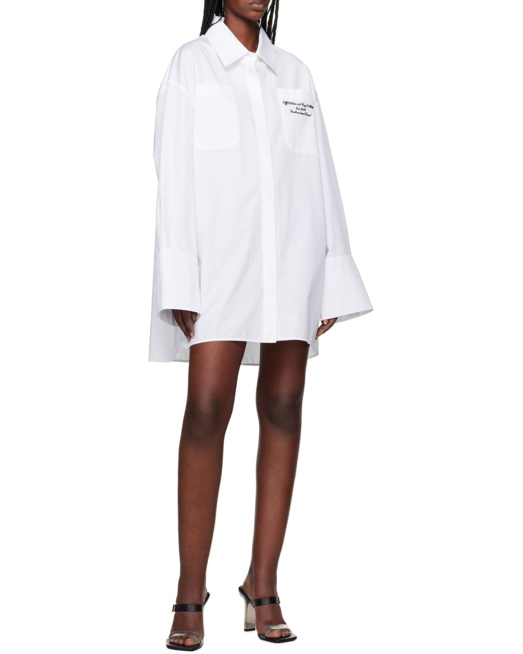 Off-White c/o Virgil Abloh White Button-Up Long-Sleeved Shirt Dress