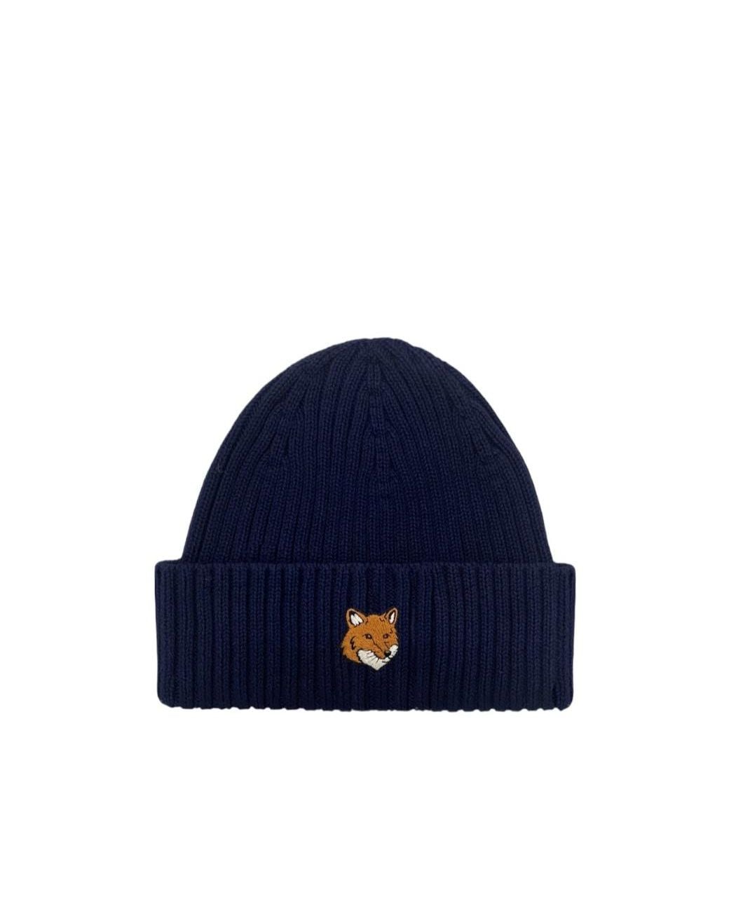 Maison Kitsuné Blue Maison Kitsuné Fox Head Beanie for men