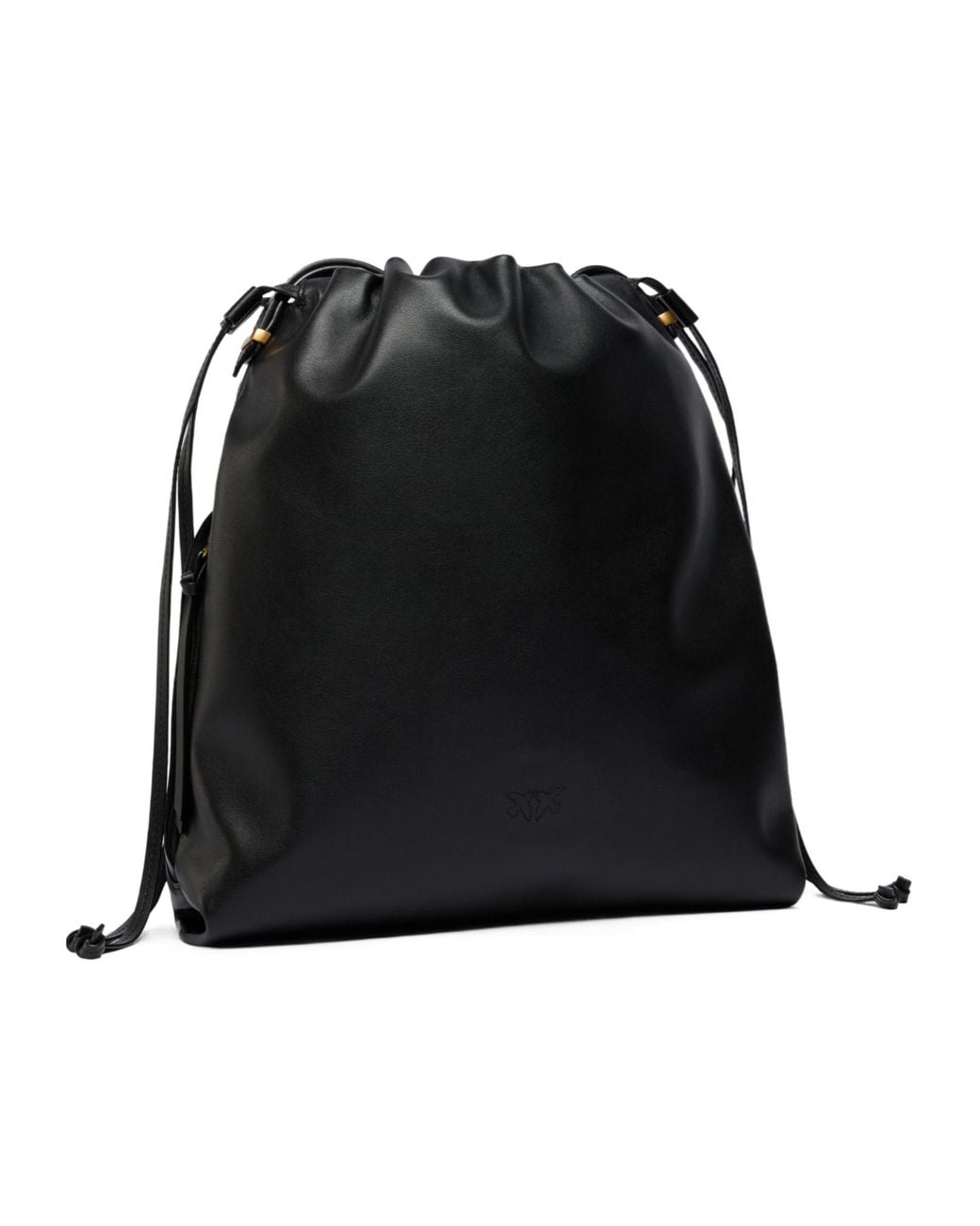 Pinko Black Drawstring Logo Plaque Shoulder Bag