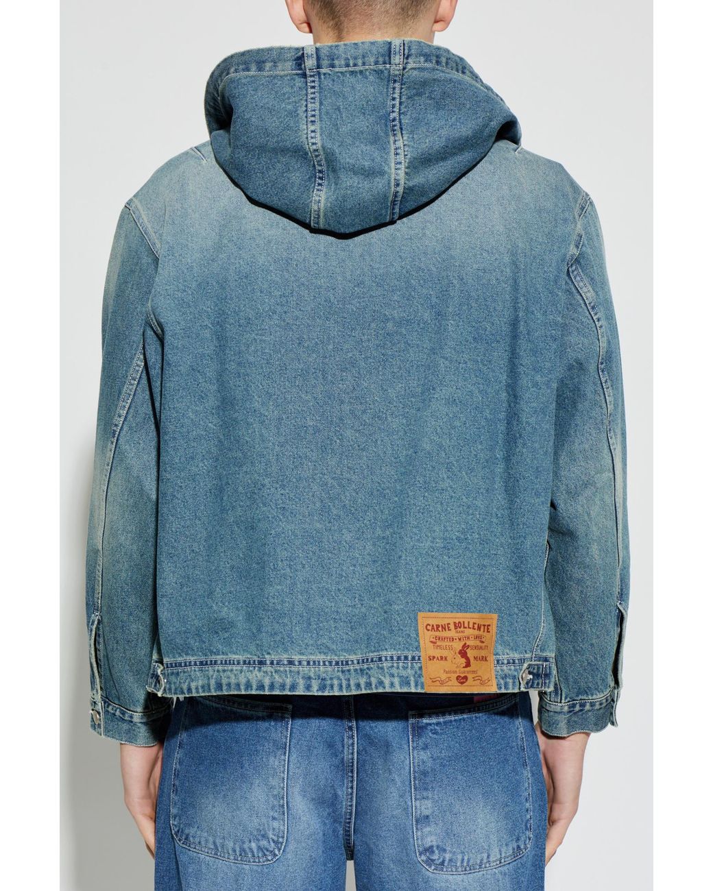 Carne Bollente Blue Heart Hooded Denim Jacket for men