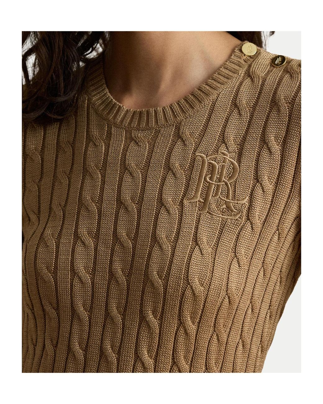 Ralph Lauren Brown Lauren Cable Logo Knitted Sweater