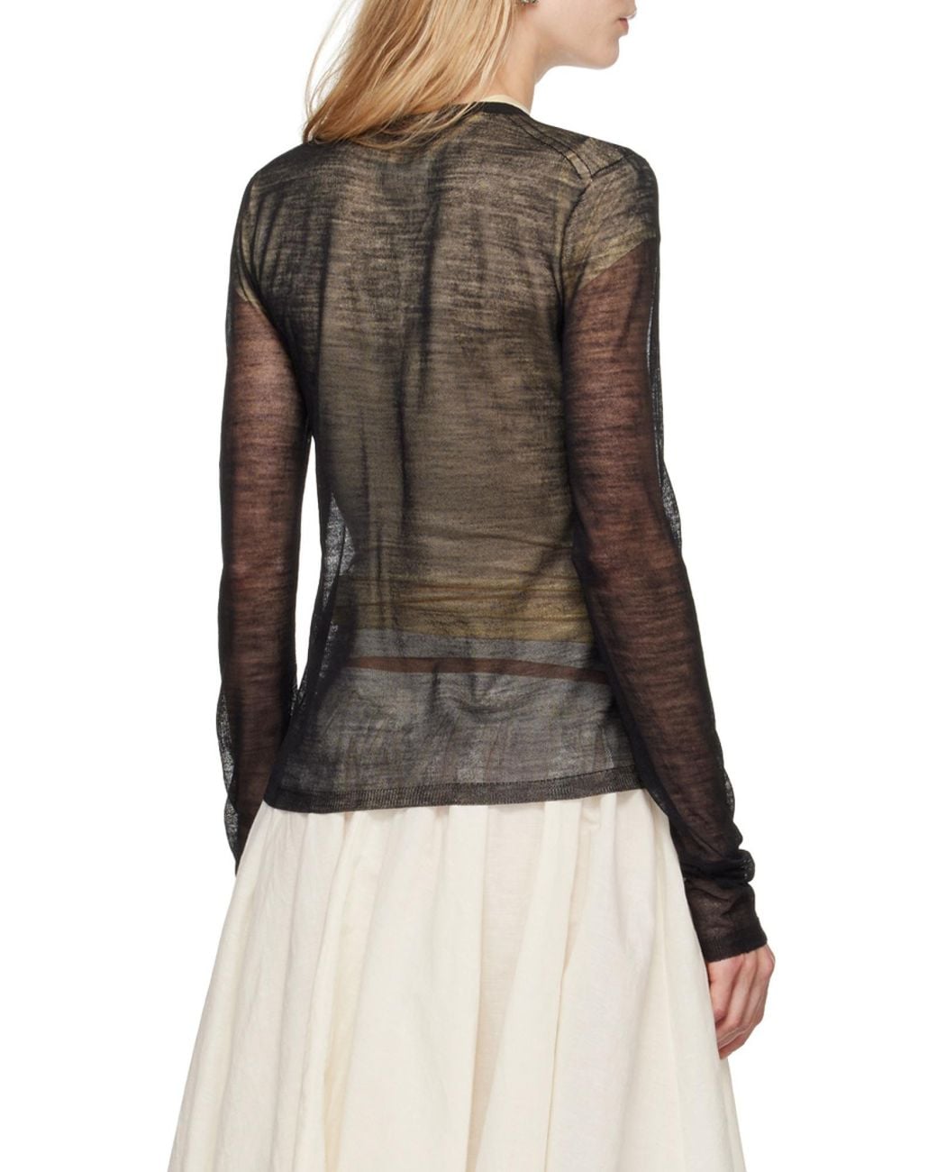 Acne Black Fine-Ribbed Sheer Cardigan