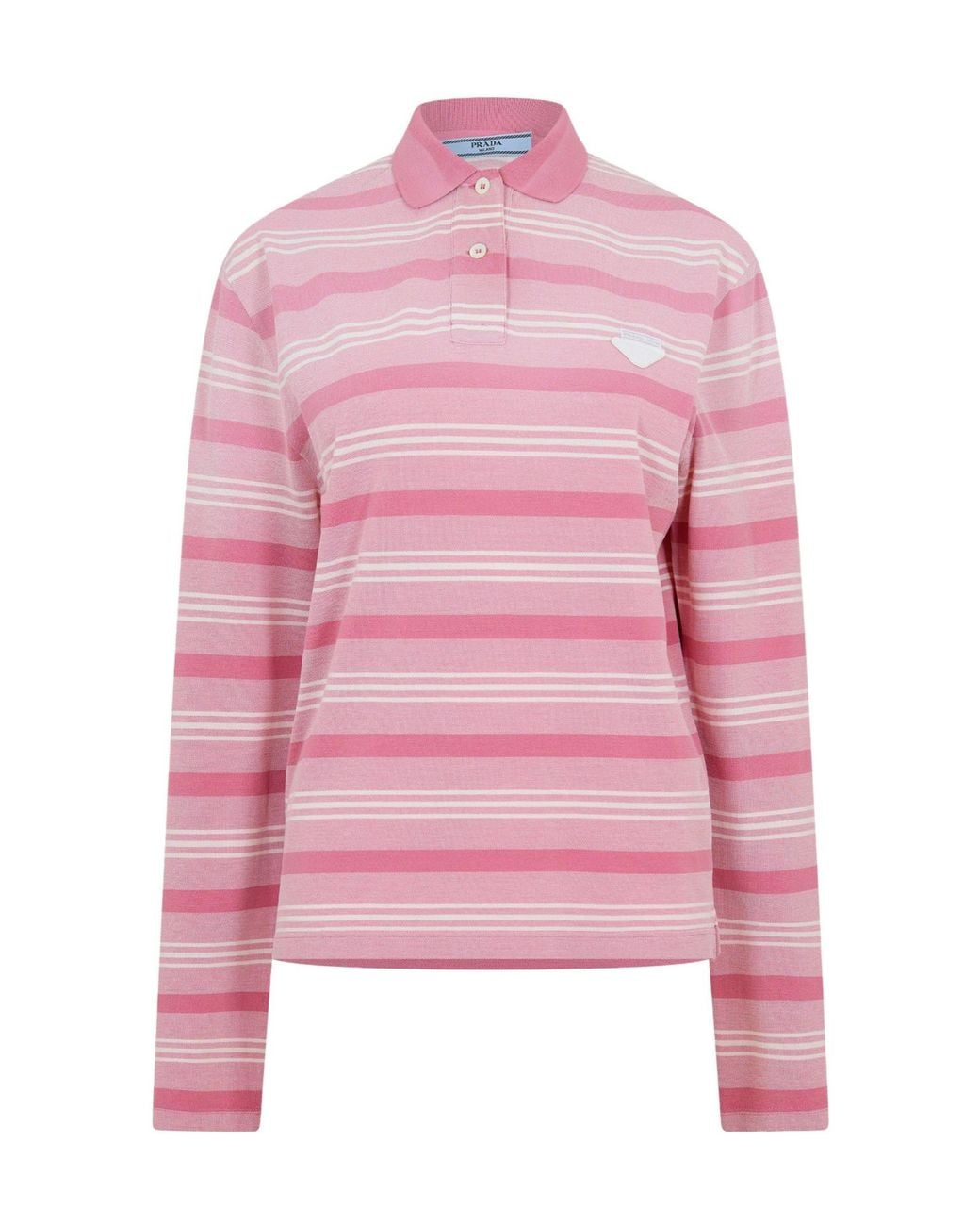 Prada Pink Striped Long Sleeve Polo Shirt