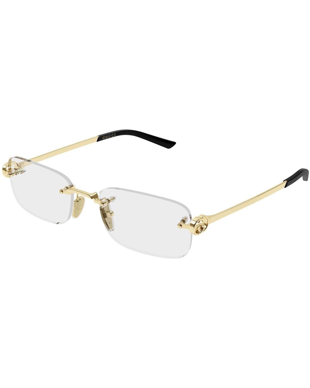 Gucci White Emblem Rectangle Eyeglasses