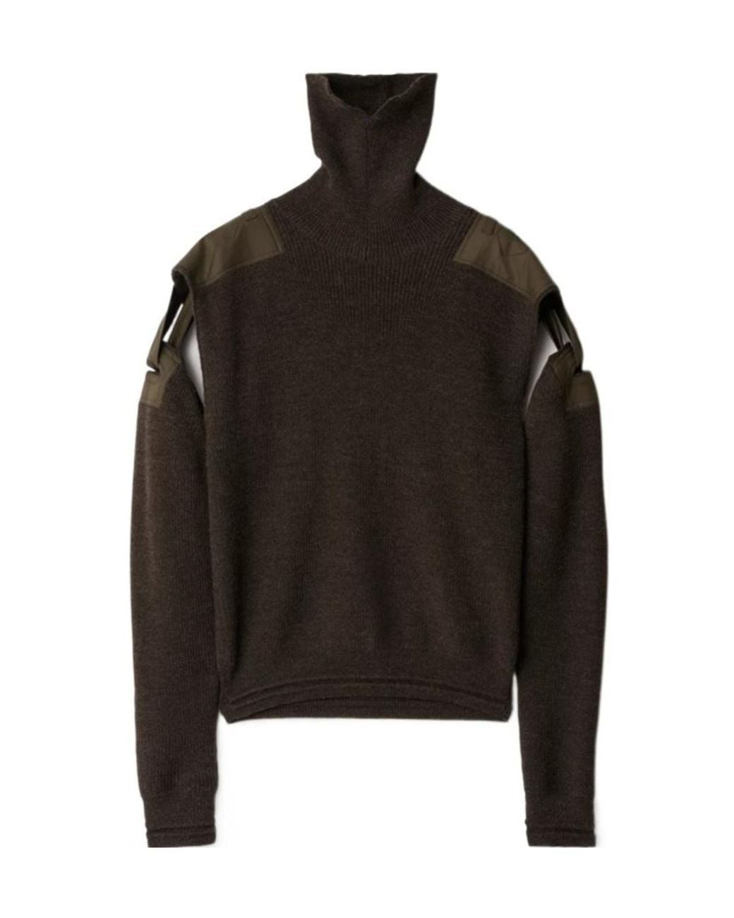 Burberry Black Detachable-Sleeve Roll-Neck Knitted Jumper for men