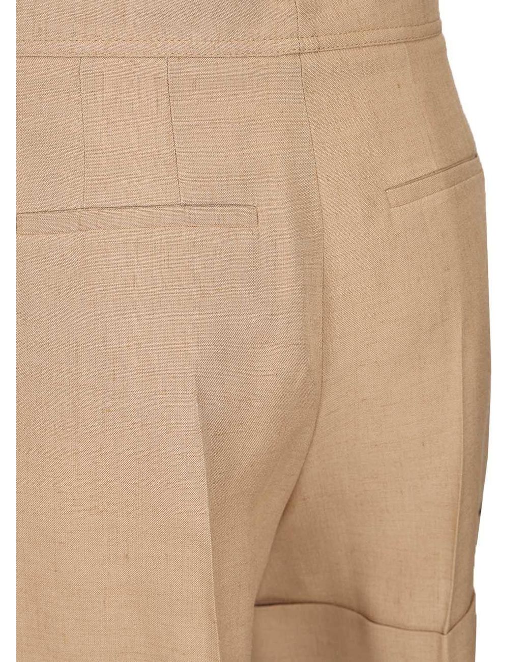 Valentino Natural Button Detailed Turn-Up Hem Shorts