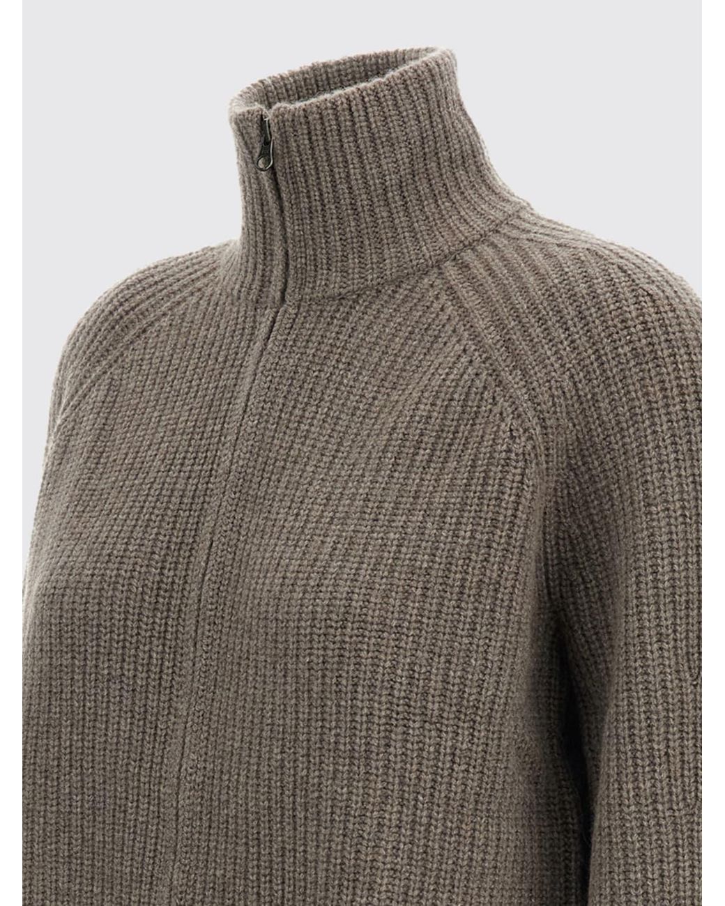 Lisa Yang Gray Front Zip-Up Cardigan