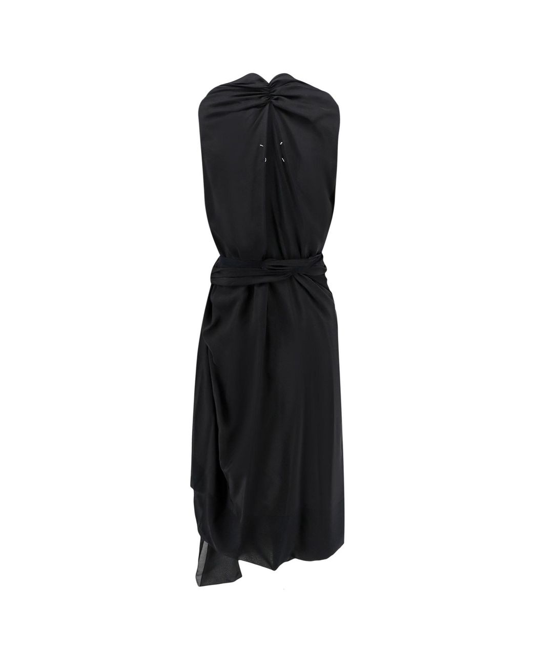 Maison Margiela Black Draped Sleeveless Midi Dress