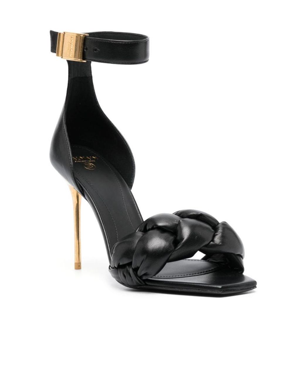 Balmain Black Logo-Plaque Open-Toe Sandals