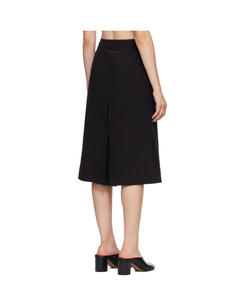 MM6 by Maison Margiela Black Wrap-Design Buttoned Midi Skirt