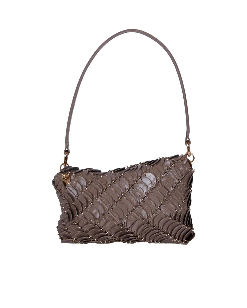 Rabanne Brown Disc Leather Shoulder Bag