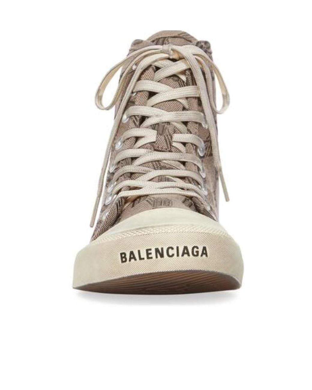 Balenciaga Natural Paris High-Top Laced Sneakers