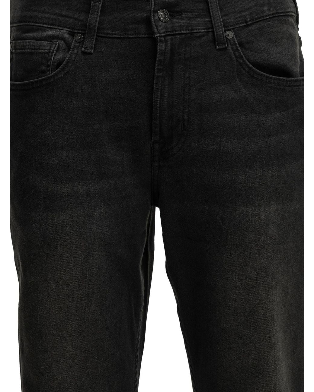 7 For All Mankind Black Slim Fit Faded Jeans for men