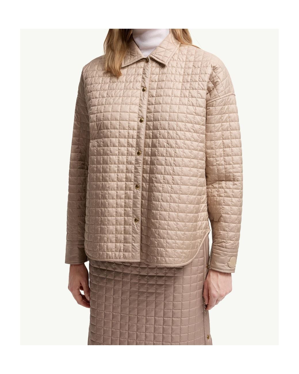 Moncler Natural Logo Patch Quilted Shirt Jacket