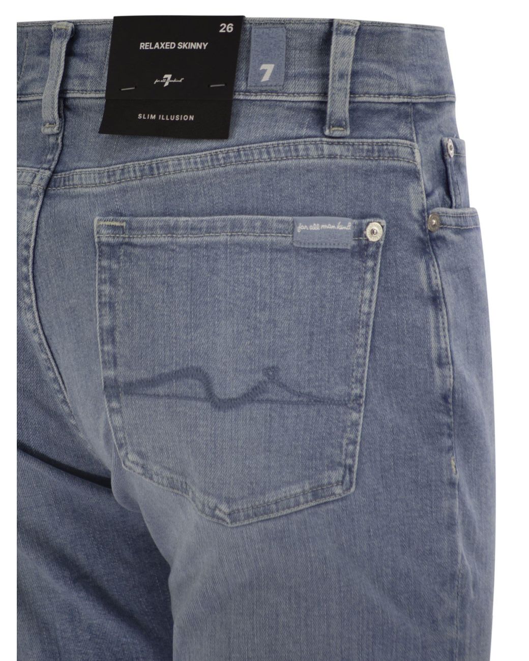 7 For All Mankind Blue Relaxed Skinny Boyfriend Jeans