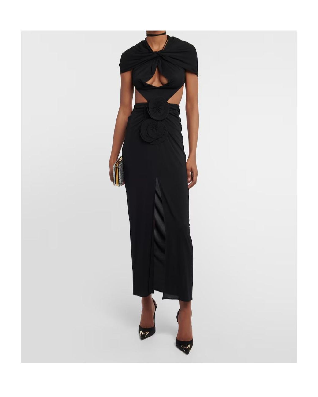 Magda Butrym Black Hooded Cutout Midi Dress