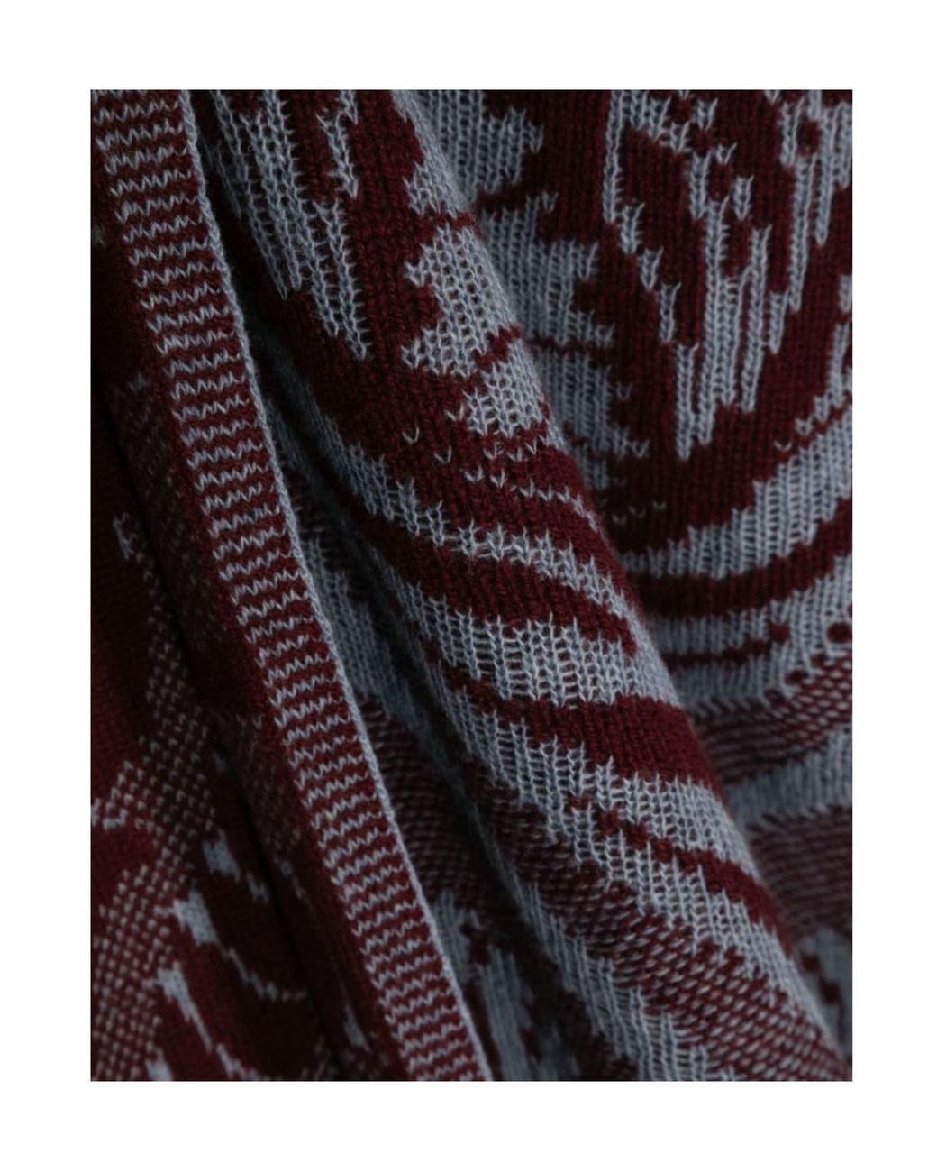 Etro Blue Barocco Jacquard Fringed Scarf