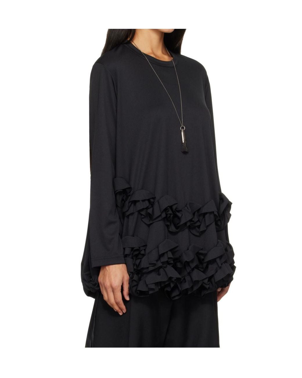 Comme des Garçons Black Long-Sleeve Ruffle Top