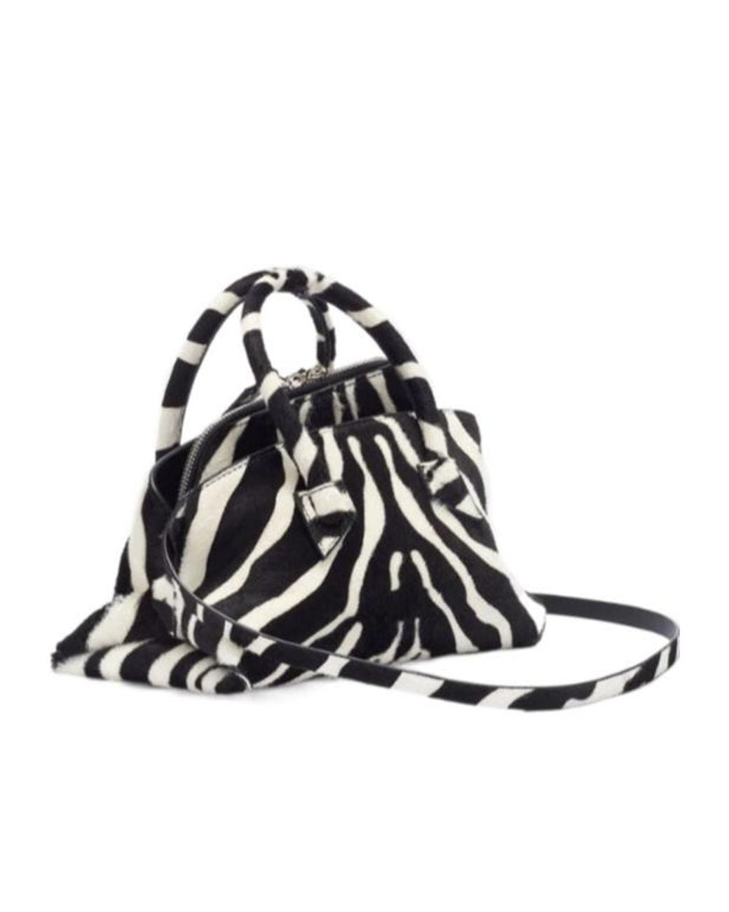 The Attico Black The La Passeggiata Zebra Printed Mini Tote Bag