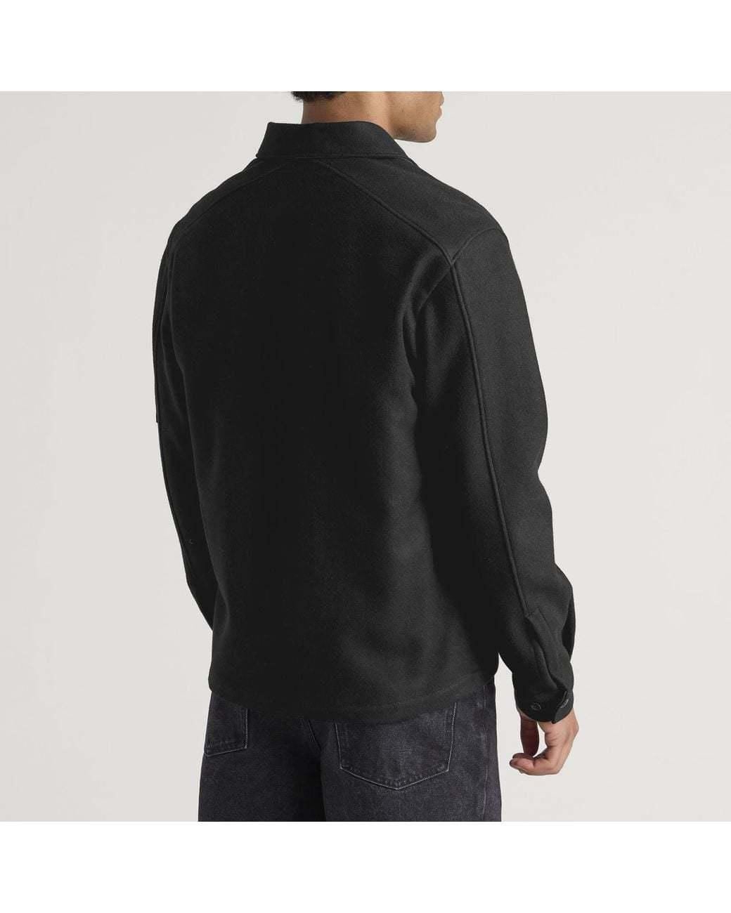 C P Company Black Felted Shirt Jacket for men
