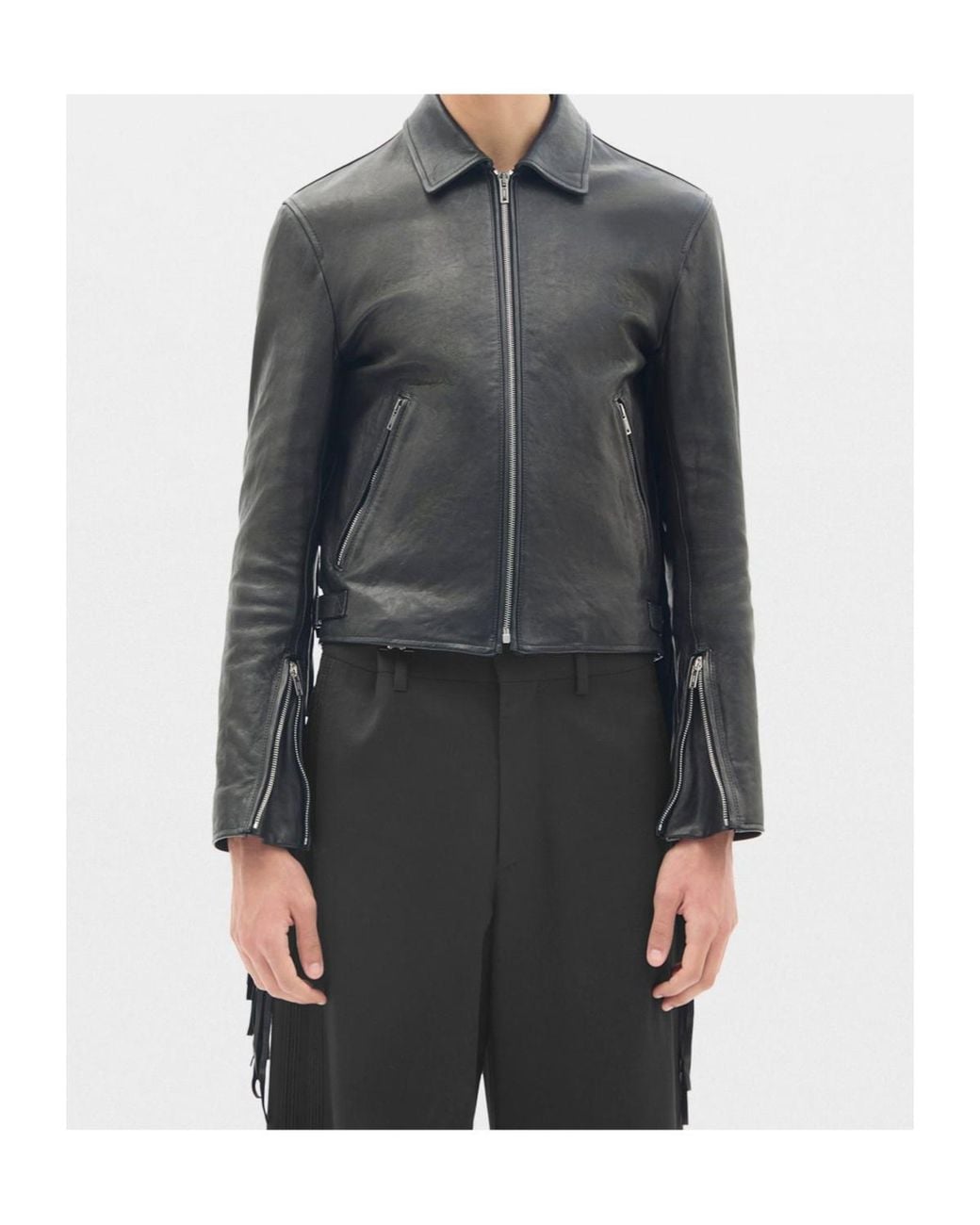 Ann Demeulemeester Gray Karo Leather Jacket for men
