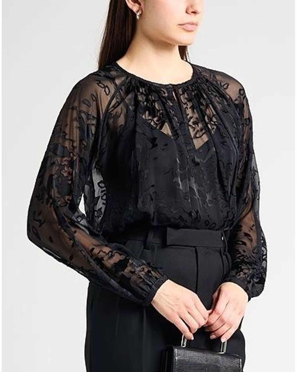 Rag & Bone Black Solid-Color Georgette Top